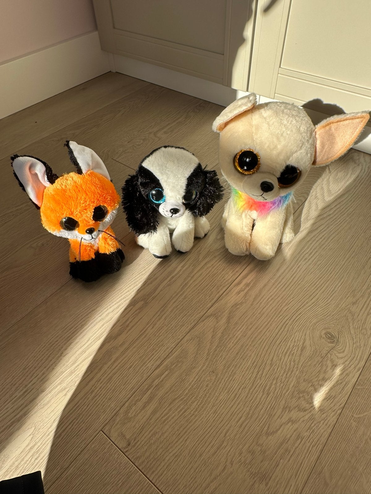 Set van 3 Ty Beanie Boo's: Vos, Hond en Chihuahua, Oranje, Ophalen of Verzenden, Zo goed als nieuw, Ty