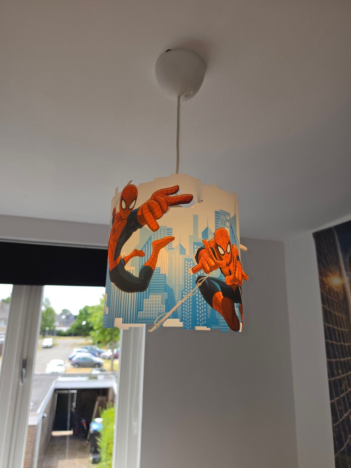 Spiderman kinderlamp - Plafondlamp voor kinderkamer, Gebruikt, Kindvriendelijk, Spiderman, Superhelden, Ophalen of Verzenden, Minder dan 25 cm
