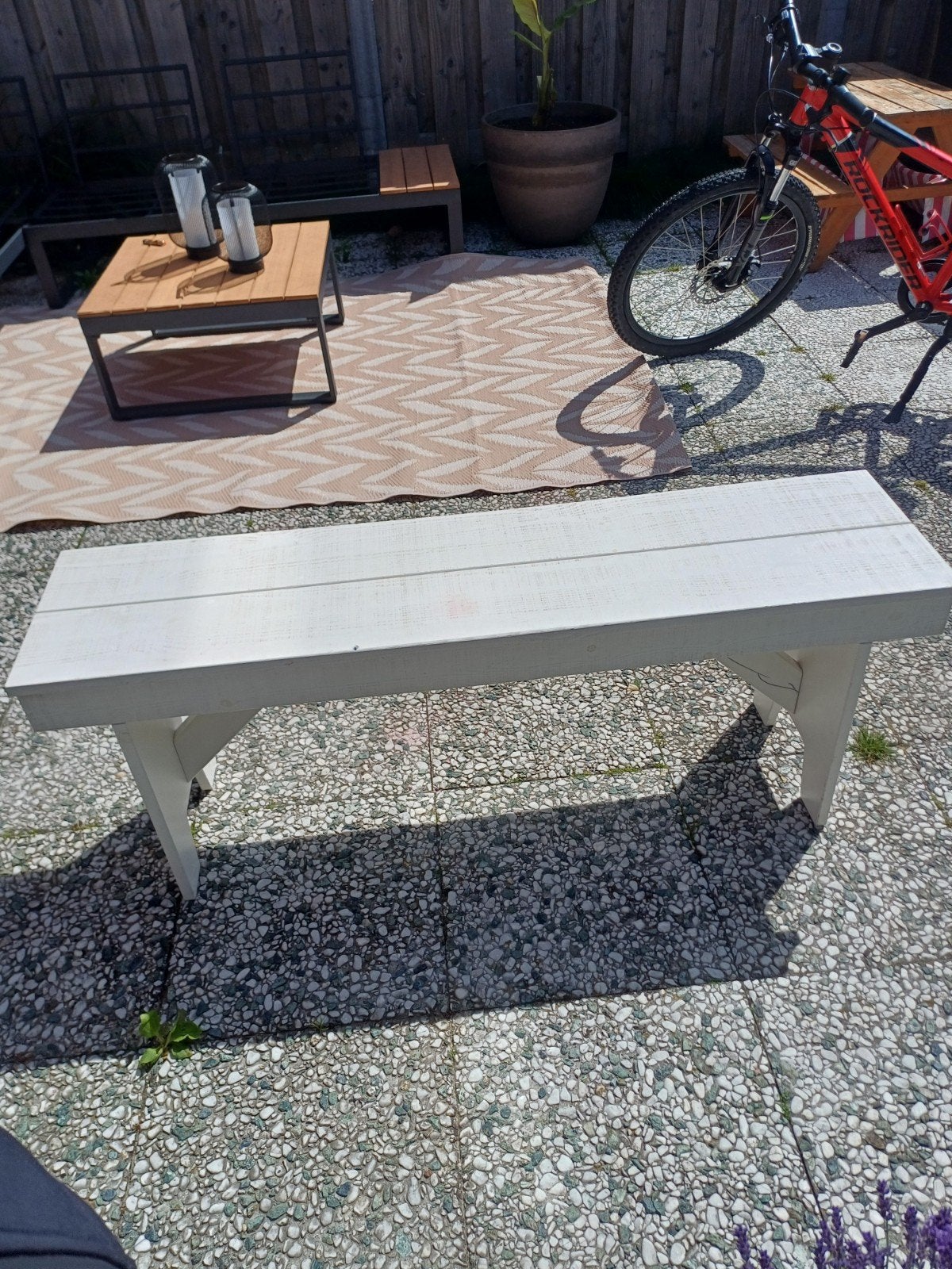 Houten bankje, Tuin en Terras, Ophalen of Verzenden, Gebruikt, Hout, 2 zitplaatsen