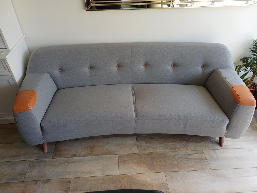 3-zitsbank stof grijs MONTEL, Ophalen, Gebruikt, Driepersoons, 75 tot 100 cm