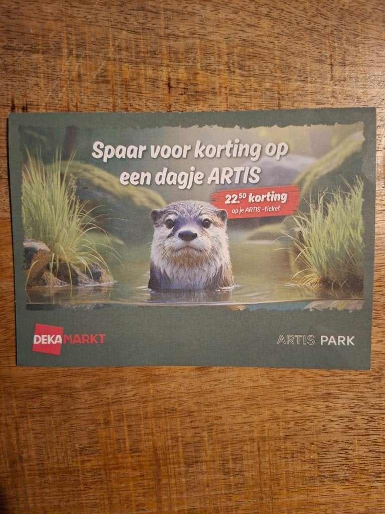 Volle DekaMarkt spaarkaart voor korting op ARTIS-Park, Eén persoon, Kortingsbon, Overige typen