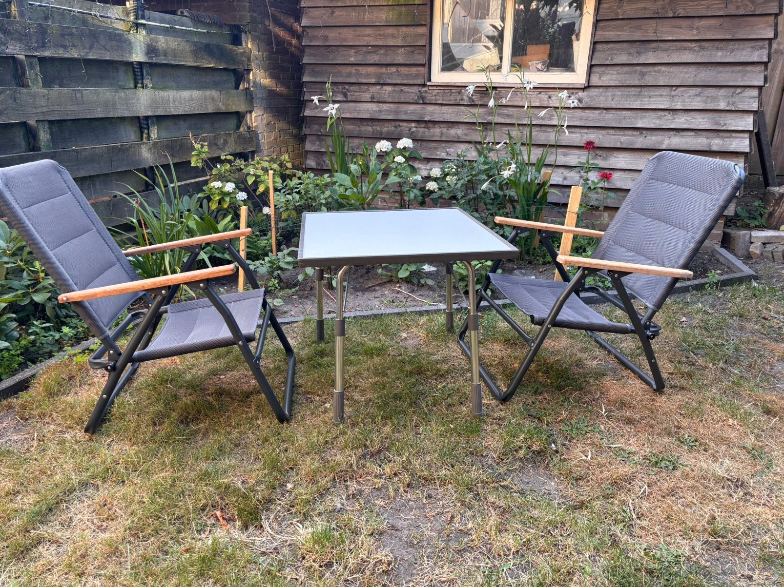 2 x human comfort campingstoelen + tafel Lafuma, Ophalen, Zo goed als nieuw, Campingstoel