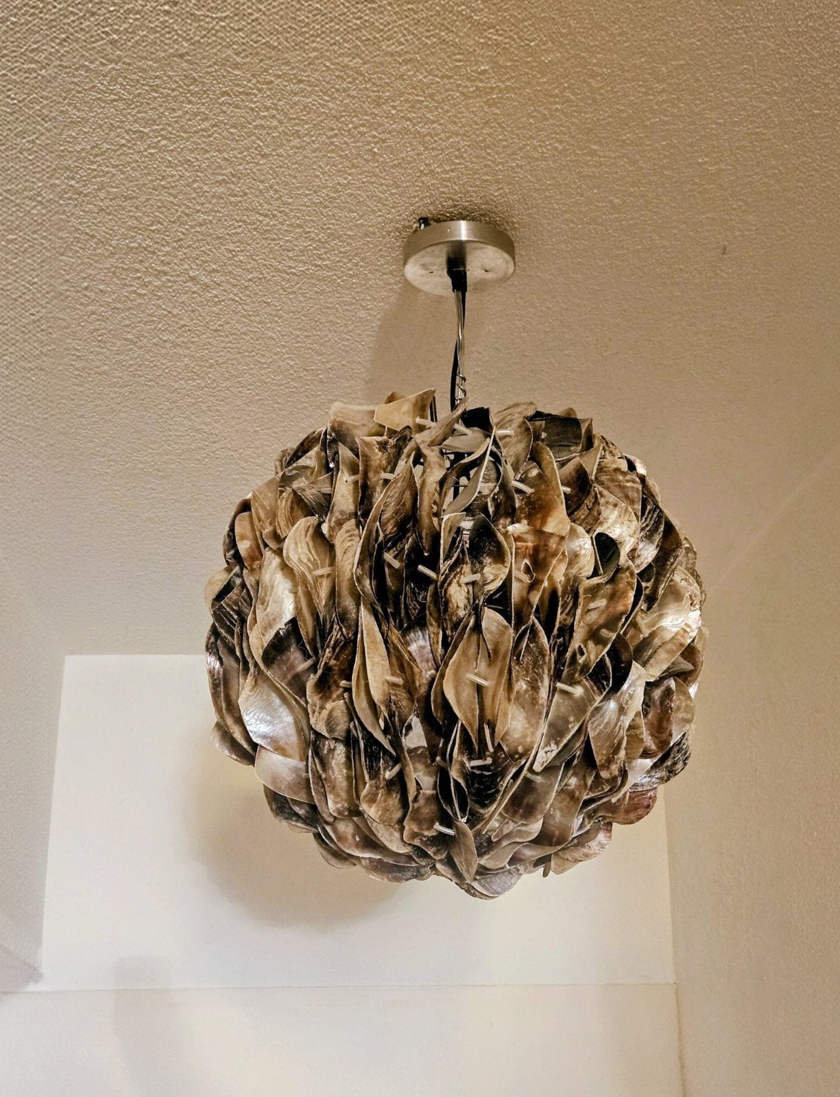 PTMD Hanglamp van Olifantsoren Parelmoer - Circa 50 cm, Ophalen of Verzenden, Gebruikt, Overige materialen, Natuurlijk, Modern, Bohemian