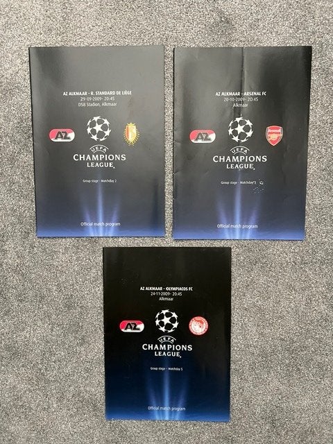 3x voetbal programma AZ Alkmaar 2009 - 2010 Champions League, Verzenden, Zo goed als nieuw, AZ, Boek of Tijdschrift