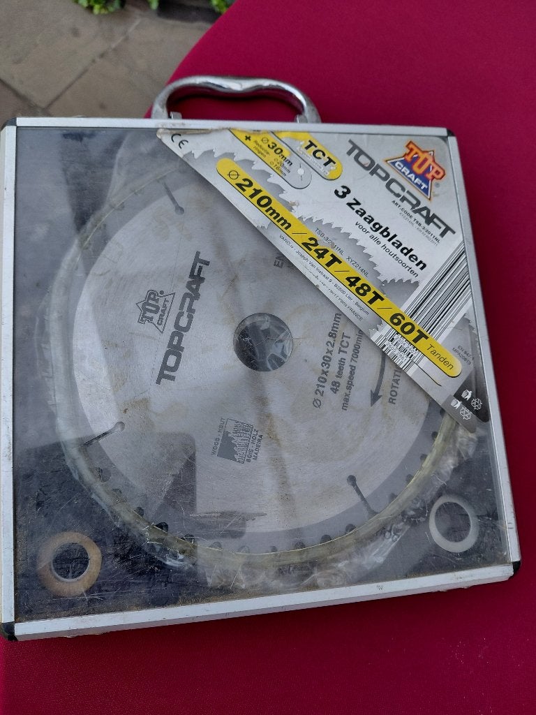 te koop een set van 3 zaag bladen  met verloop ringen nieuw, Cirkelzaag, Nieuw, Ophalen of Verzenden, 30 tot 70 mm