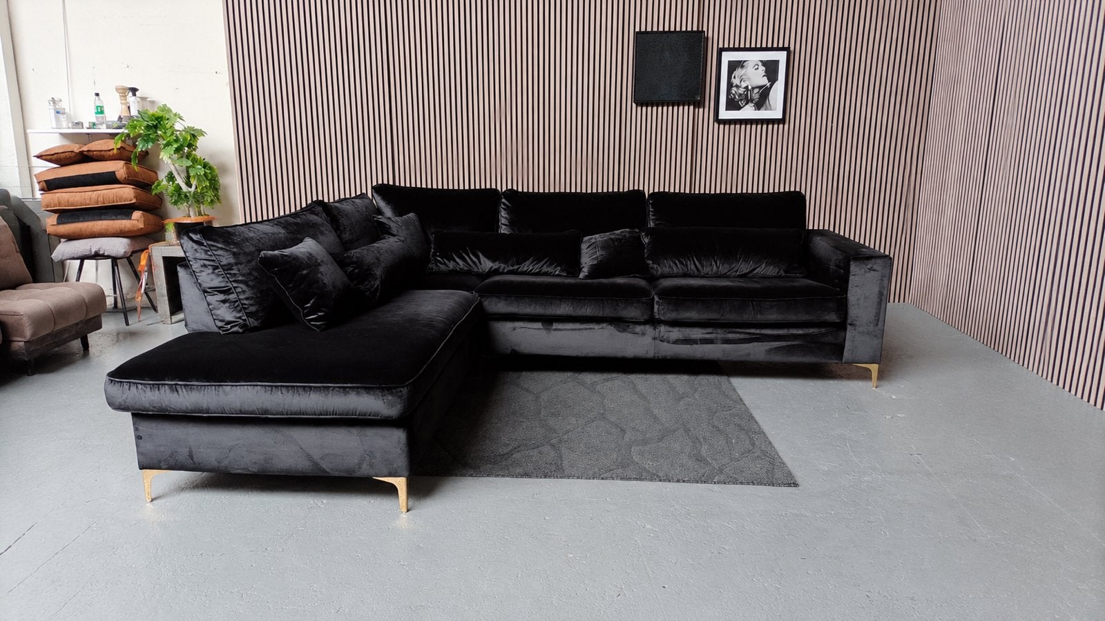 GRATIS LEVERING Velvet Hoekbank Zwart 310x240 GEREINIGD, Huis en Inrichting, Banken | Bankstellen, Hoekbank, 300 cm of meer, Ophalen of Verzenden