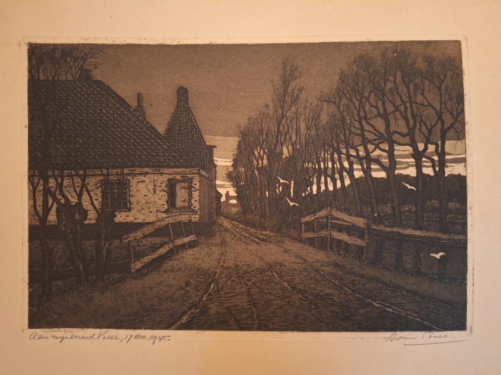 Ets bij nacht van Louis Stiel, Ets, Ophalen of Verzenden, Gesigneerd, Landschap