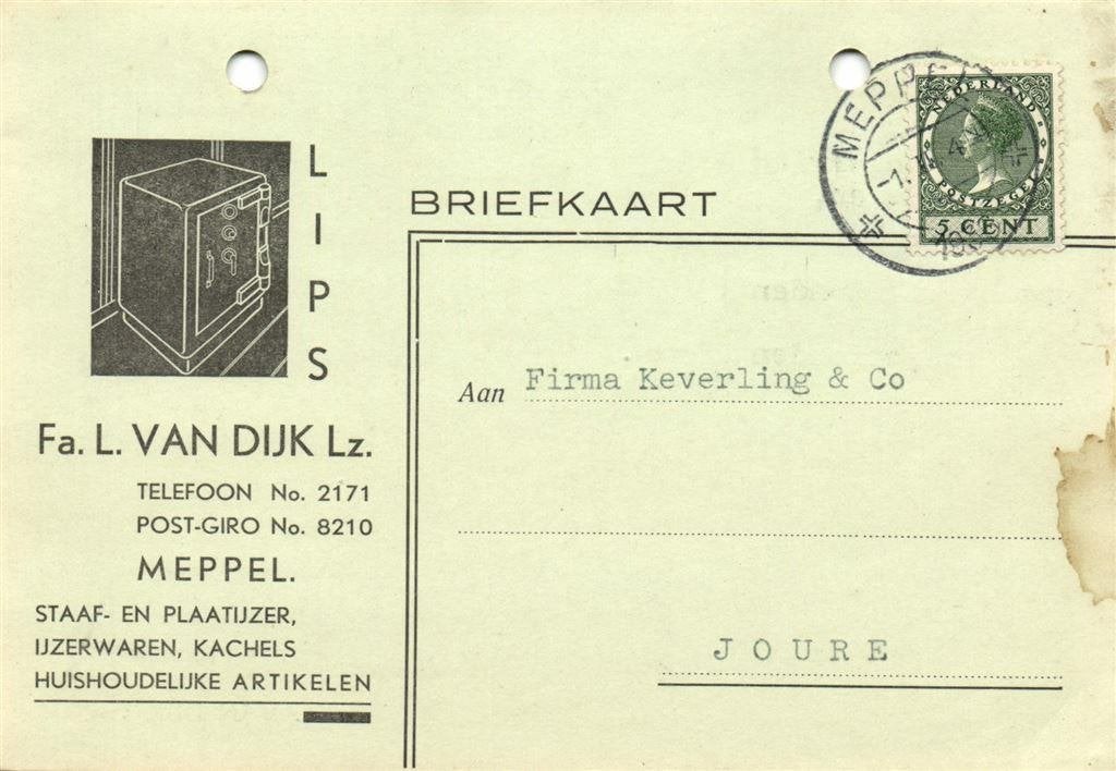 Fa. L. van Dijk Lz., Meppel - 02.1936 - briefkaart, Ophalen of Verzenden, Briefkaart