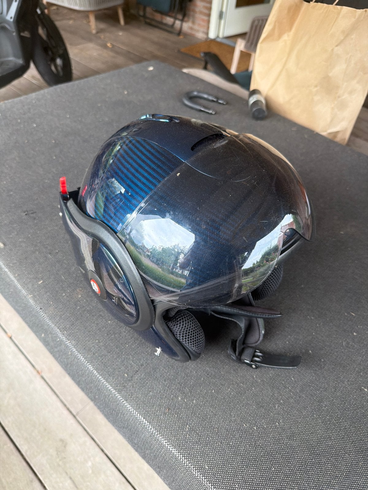 Blue carbon boxer helm s/m, Heren, Jethelm, Tweedehands, Ophalen