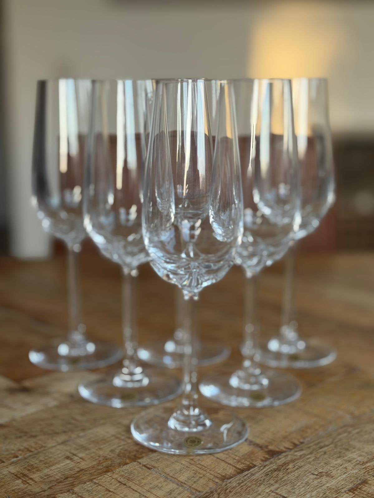 Val Saint Lambert – petula kristallen champagneglazen – 6x, Ophalen of Verzenden, Zo goed als nieuw, Overige typen
