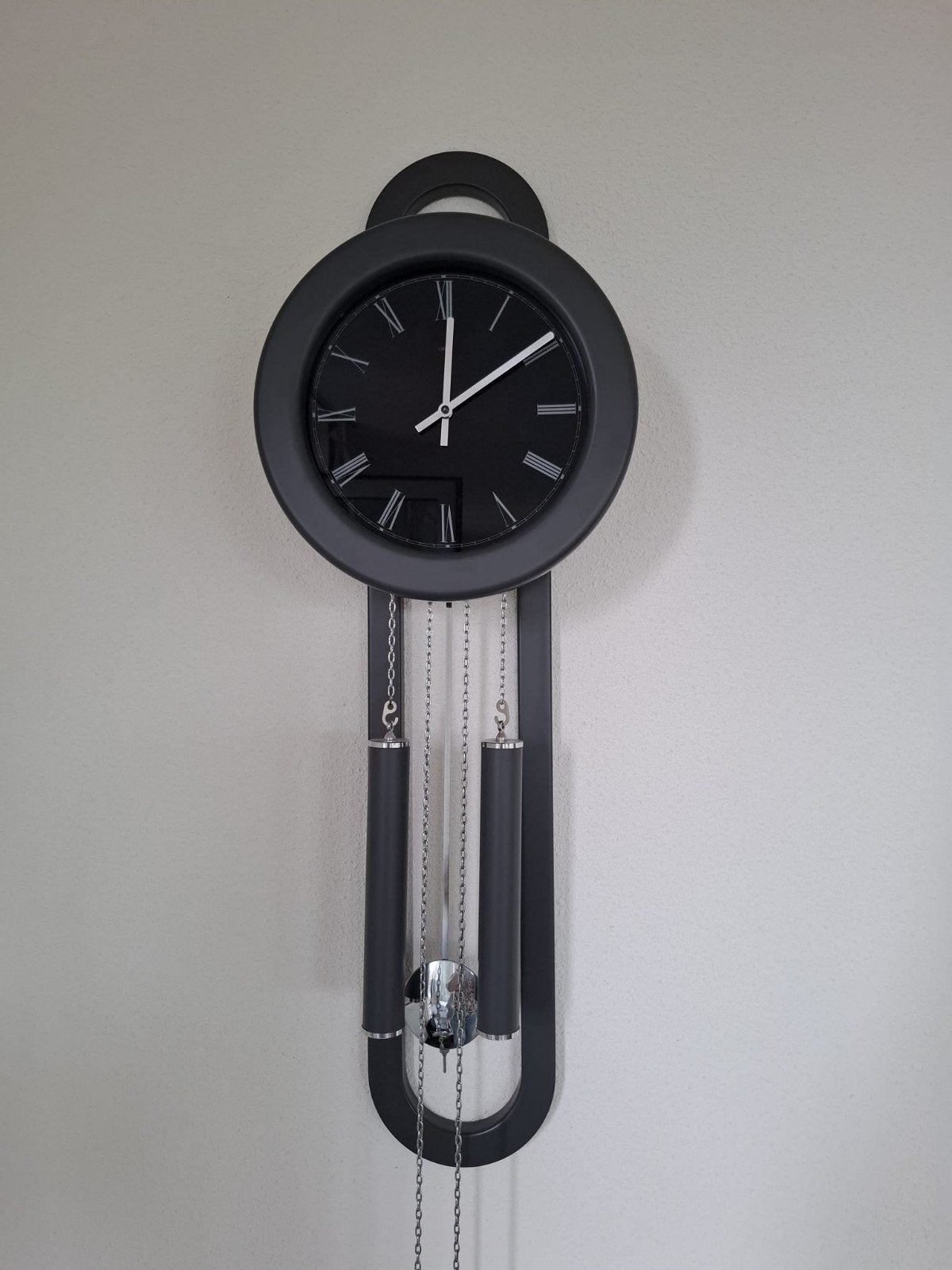 Orfac moderne wandklok met slinger en gewichten, antrac, Wandklok, Grijs, Met gewichten, Analoog