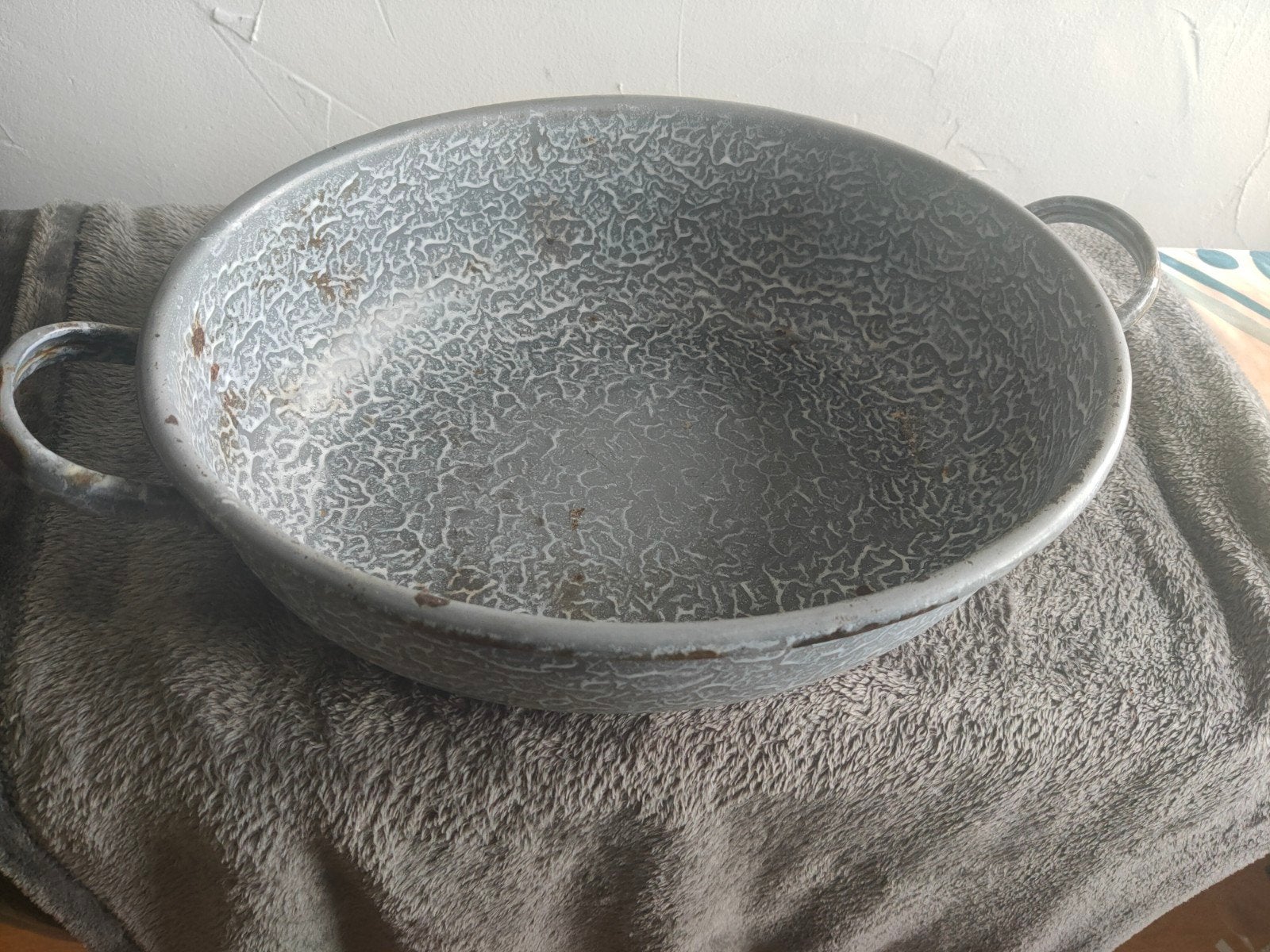 Grote Ovale Grijsgewolkte Schaal - 65cm Doorsnede, Ophalen of Verzenden