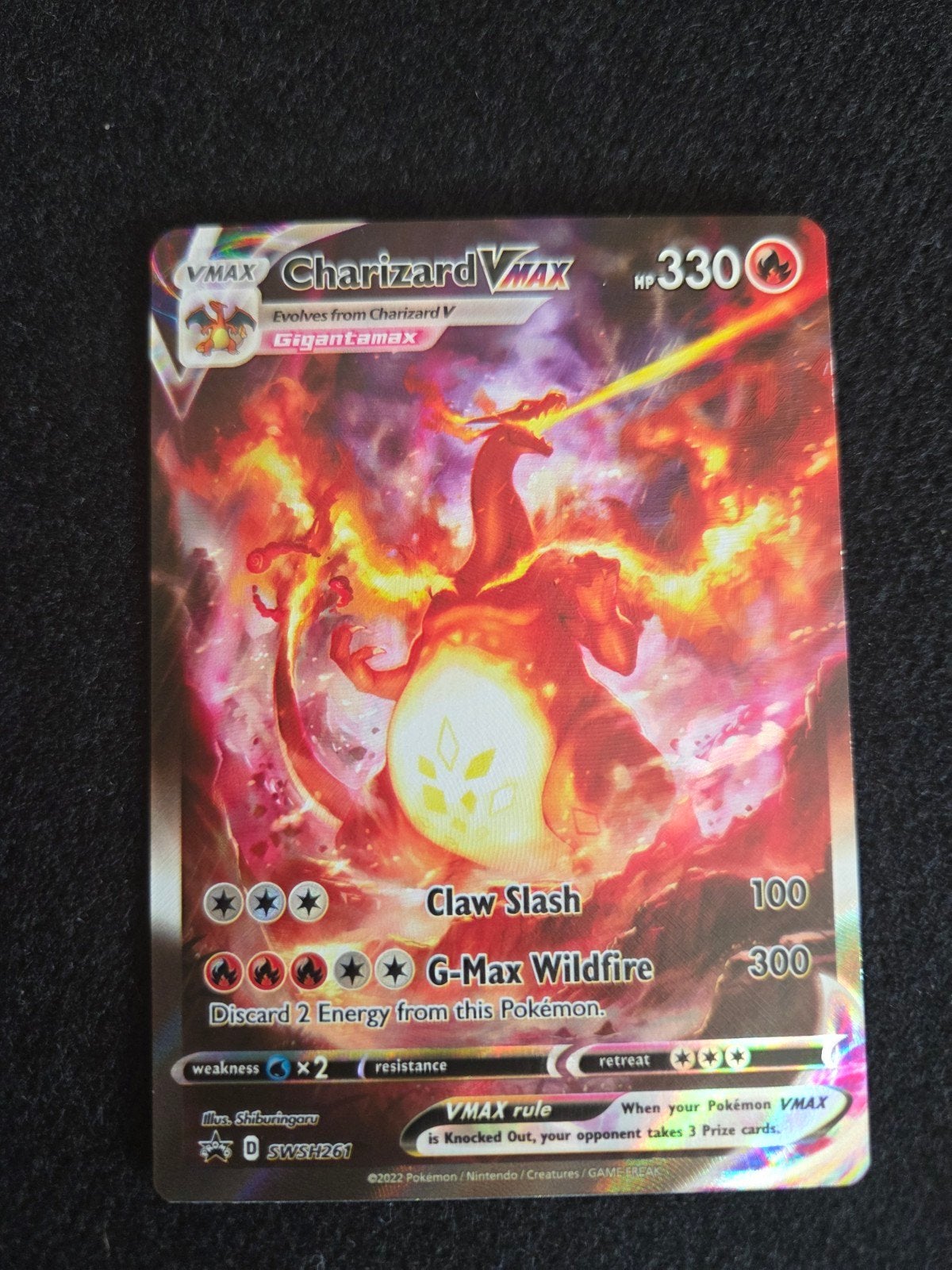 Pokemon kaart Charizard VMAX promo SWSH261, Ophalen of Verzenden, Zo goed als nieuw, Losse kaart