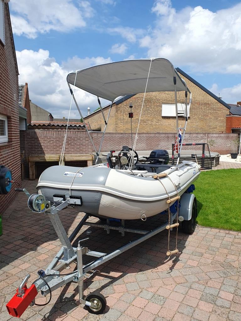 Nimarine rubberboot met 9.9 yamaha, Watersport en Boten, Ophalen, Aluminium, 10 pk, Afdekzeil