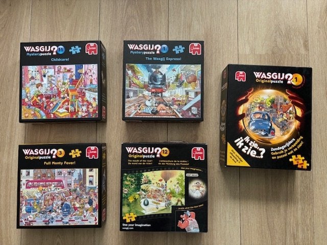 5 wasgij puzzels 500 stukjes, Hobby en Vrije tijd, Denksport en Puzzels, Ophalen of Verzenden, 500 t/m 1500 stukjes, Zo goed als nieuw