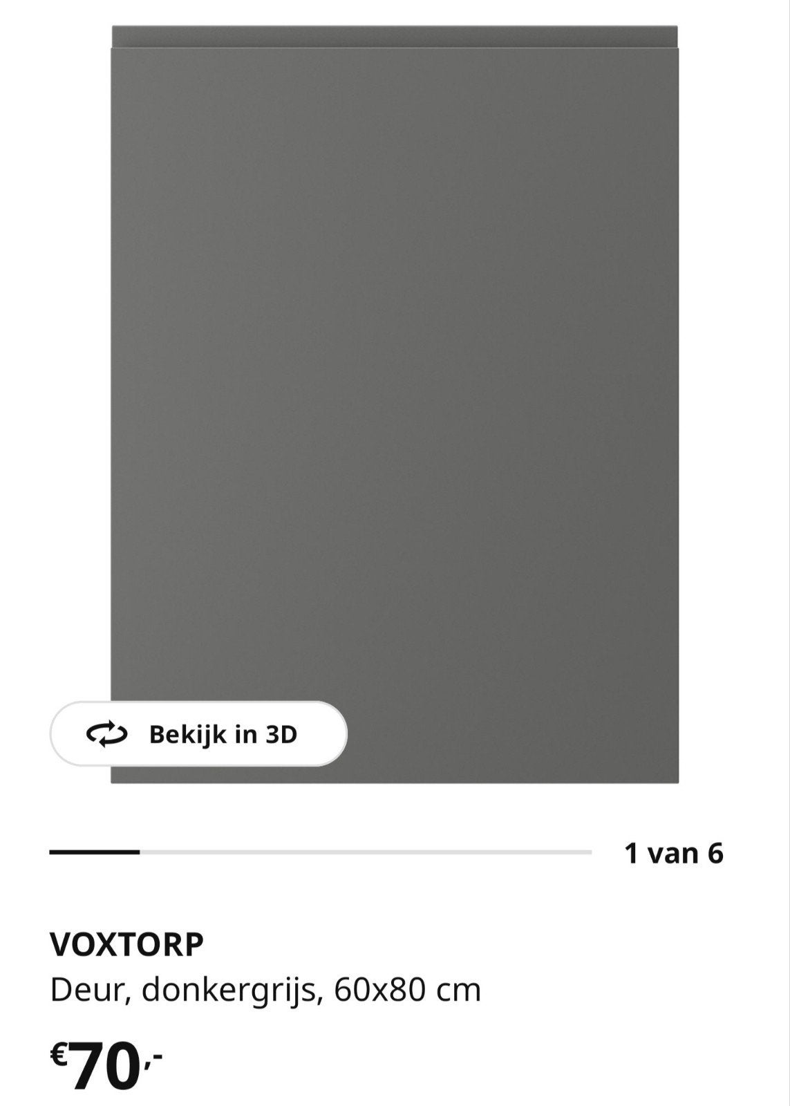 IKEA VOXTORP Deur, donkergrijs, 60x80 cm, Ophalen