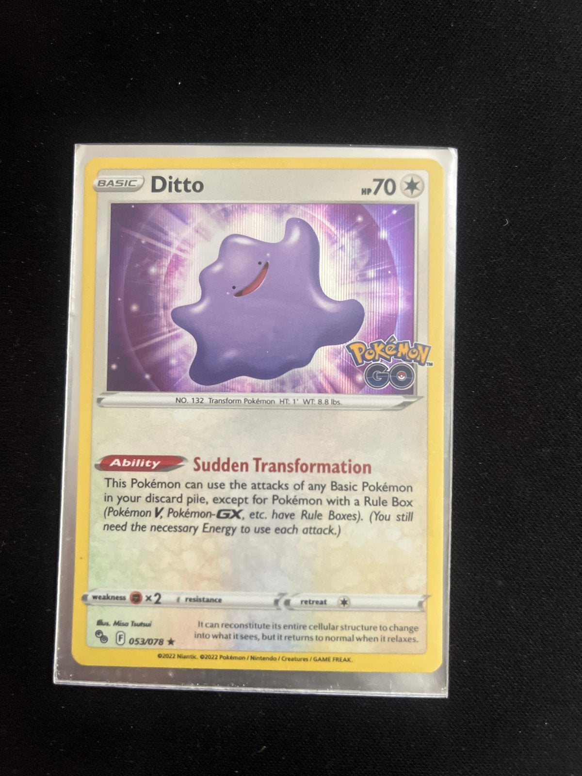 Pokémon TCG: Ditto (Pokémon GO Set) - Zeldzame Kaart, Ophalen of Verzenden, Zo goed als nieuw, Losse kaart, Foil