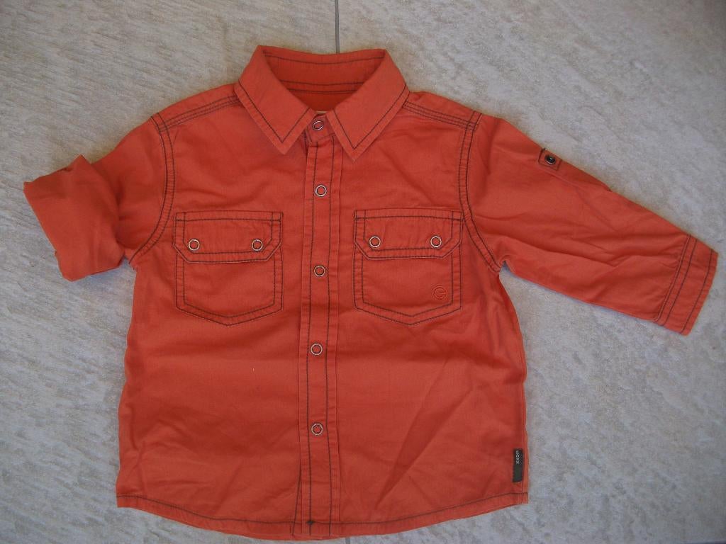 Mexx overhemd oranje ZGAN maat 74 lange mouwen oprolbaar, Kinderen en Baby's, Babykleding | Maat 74, Mexx, Ophalen of Verzenden