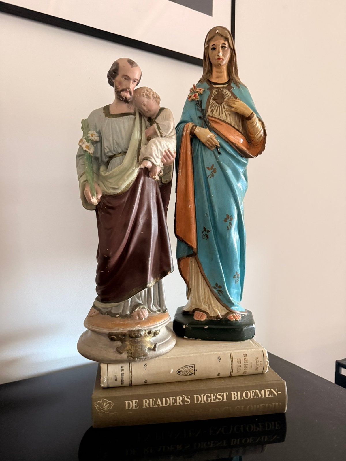 Vintage grote kerkbeelden Maria & Jozef met kindje Jezus, Ophalen of Verzenden