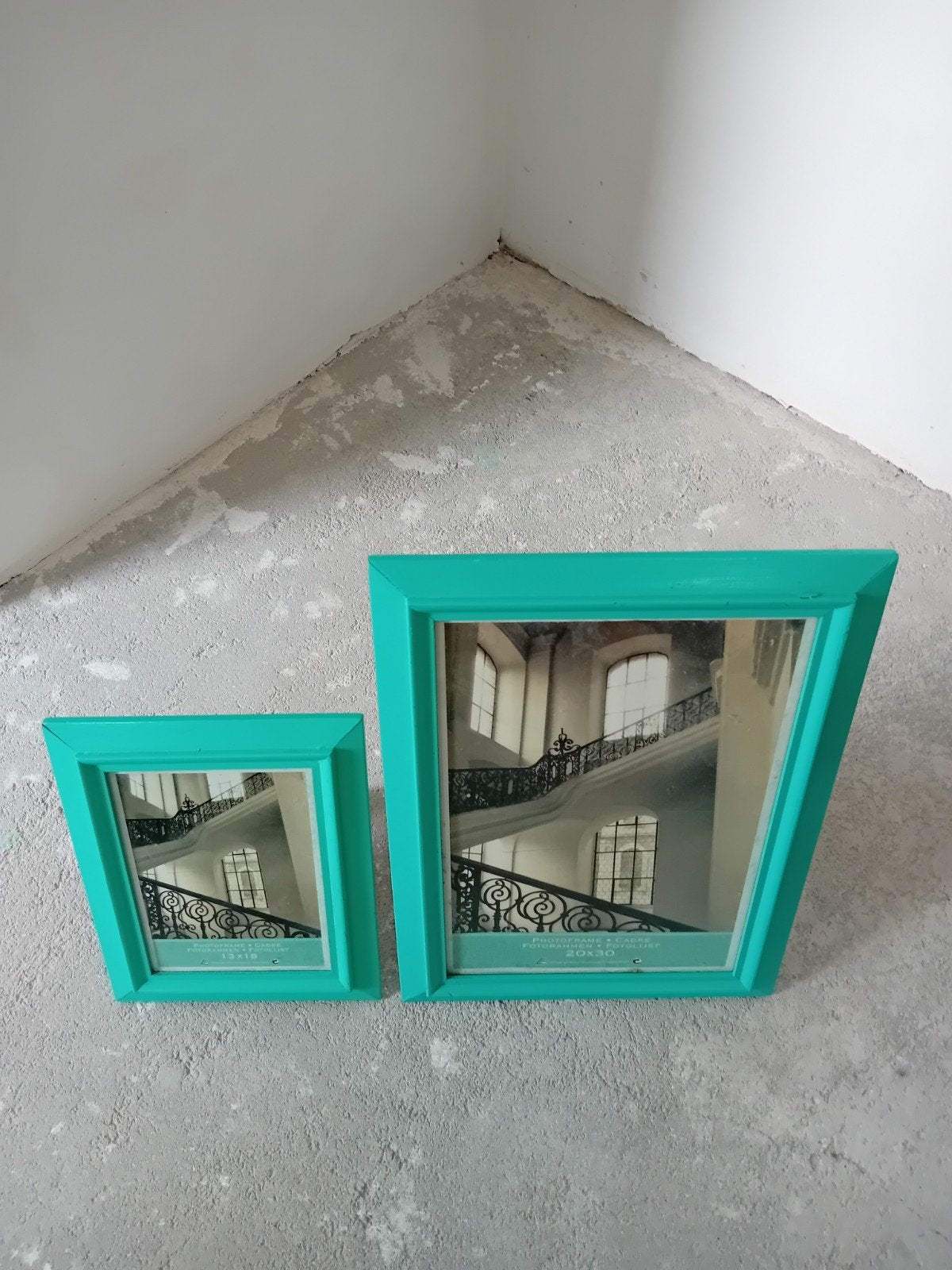 Set van 2 turquoise fotolijsten (20x30 cm en 13x18 cm), Ophalen