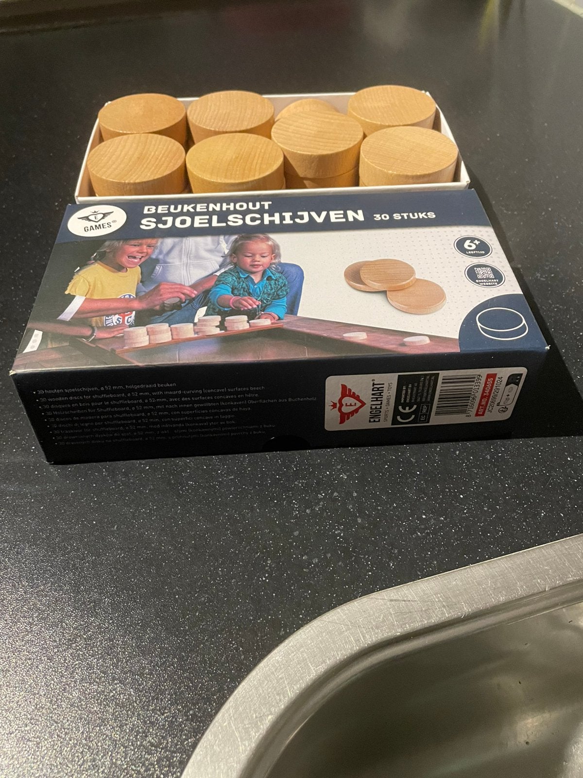 BEUKENHOUTEN longfield holgedraaide sjoelschijven nieuw, Ophalen of Verzenden, Nieuw