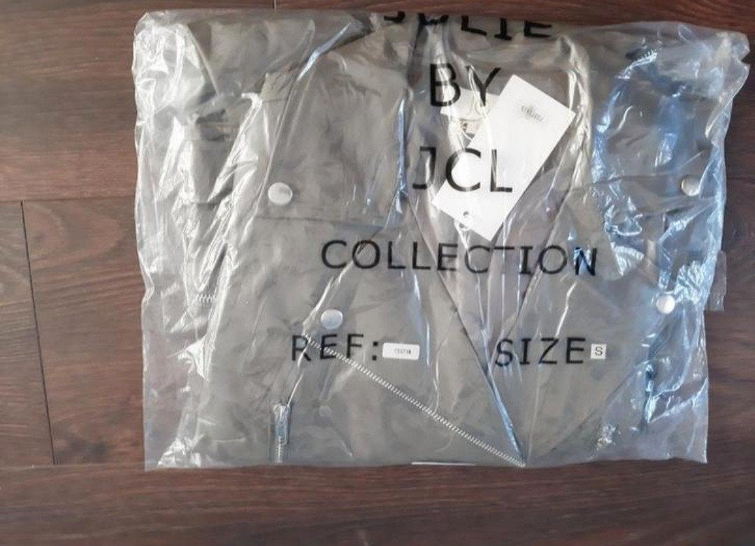 Nieuwe grijze leren jas, maat S, Onbekend, Nieuw, Ophalen of Verzenden, JCL Collection