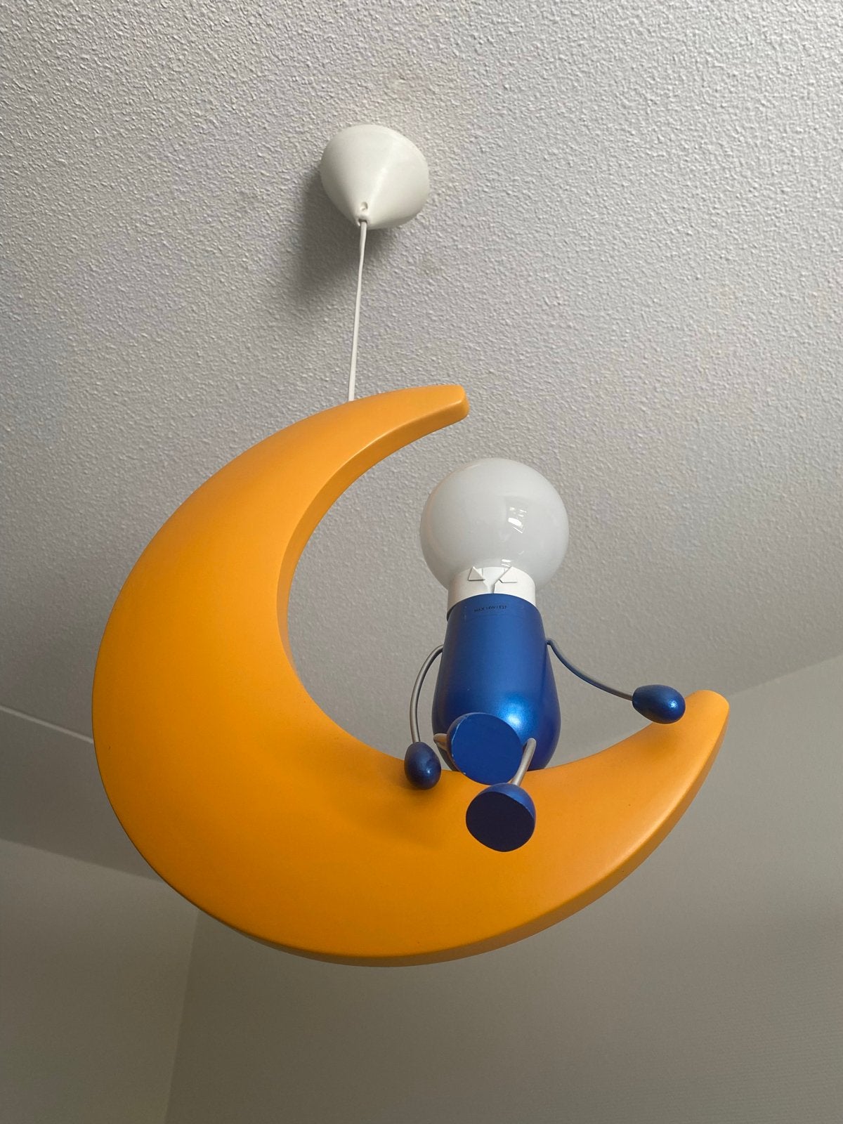 Philips kinderlamp 'Mannetje op de maan' - Werkt nog, Ophalen of Verzenden, Gebruikt, Kunststof, E27 (groot)