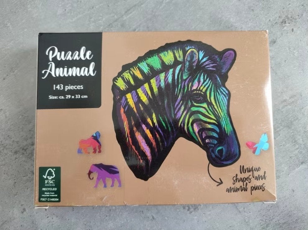 Puzzle Animal Zebra 143 stukjes - Unieke vormen, Ophalen of Verzenden, Minder dan 500 stukjes, Nieuw, Legpuzzel