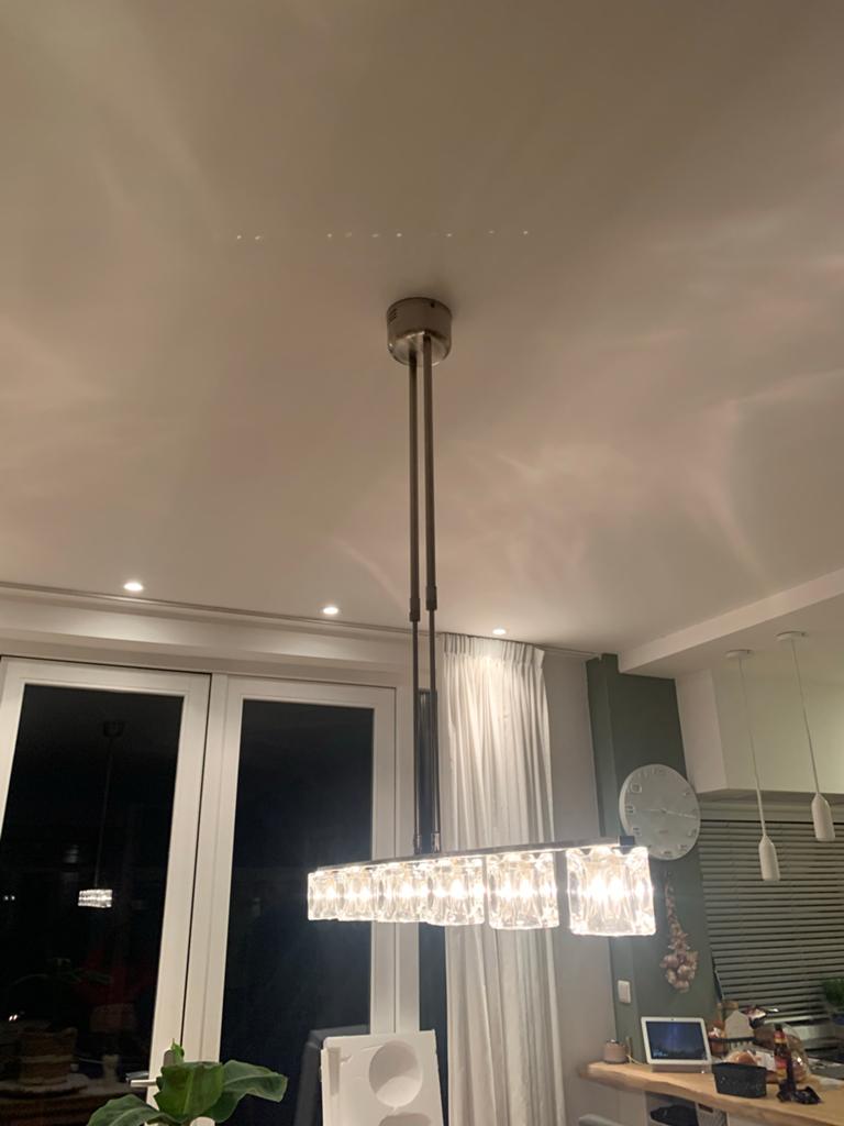 Moderne hanglamp met glazen kubussen, Ophalen, Zo goed als nieuw, Glas, 75 cm of meer