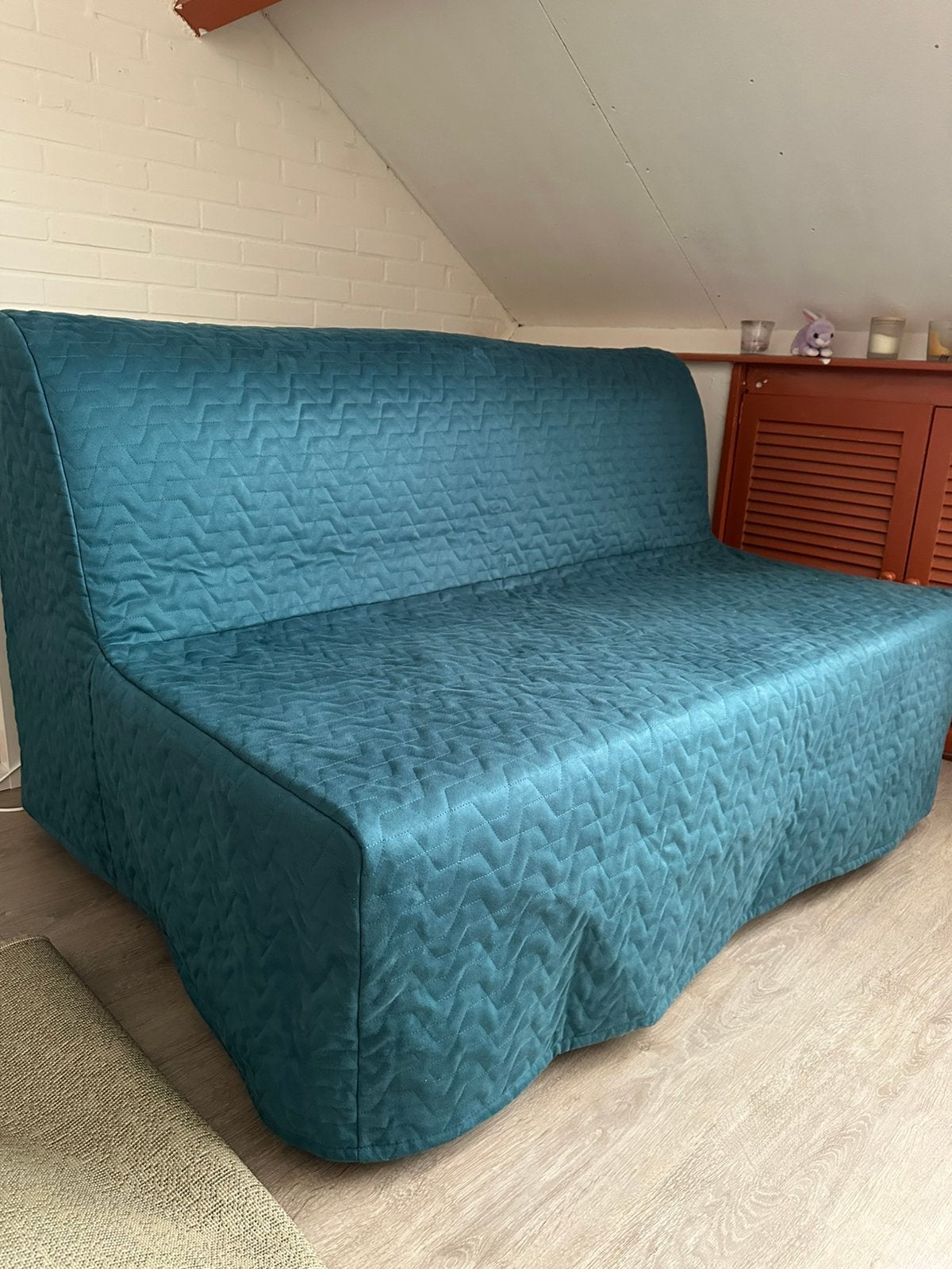 Ikea Slaapbank, Ophalen, Grijs, Tweepersoons, 140 cm