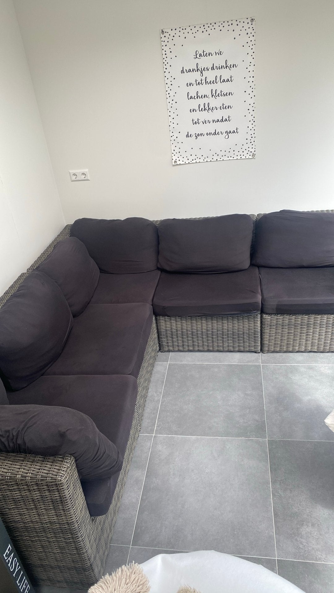 Loungebank - tuinbank - hoekbank wicker, Ophalen, Gebruikt, Wicker