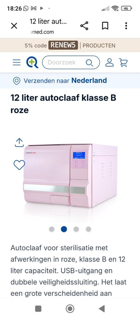 te koop autoclaaf, Diversen, Verpleegmiddelen, Ophalen