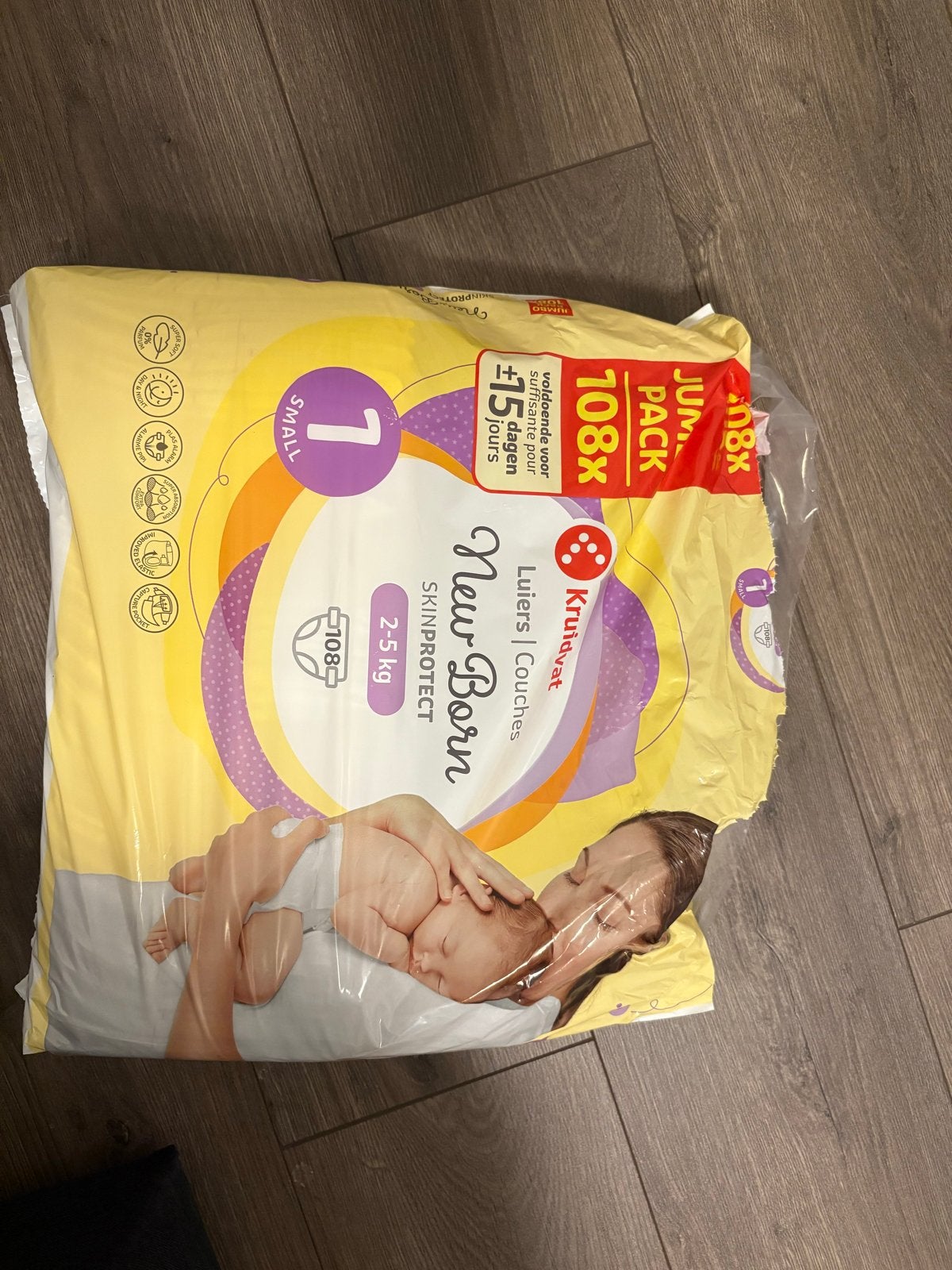 Kruidvat luiers maat 1 New Born, 3 luiers uit dus 105 over, Ophalen, Nieuw, Overige typen