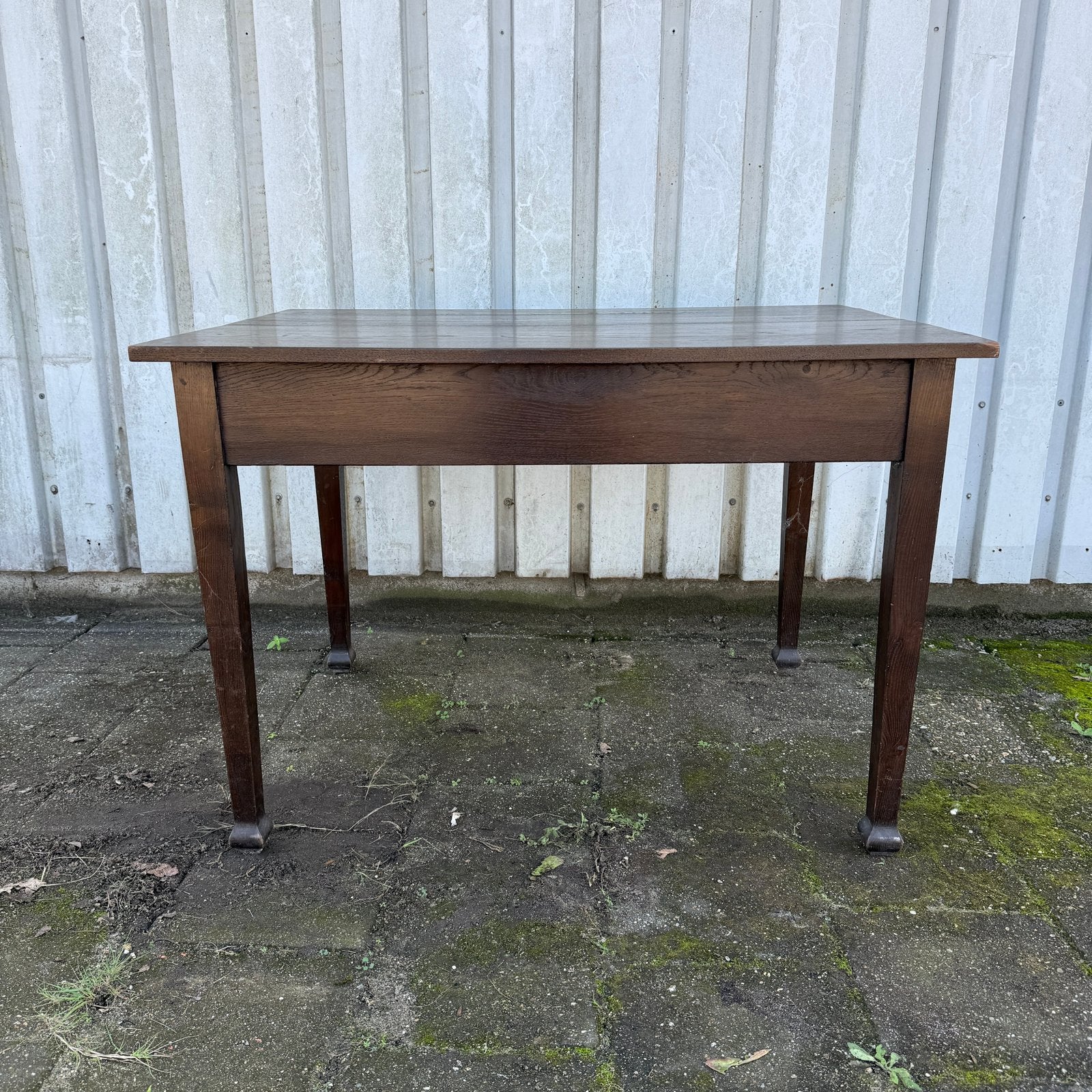 Antieke donker eikenhouten art deco cafe bistro keuken tafel, Ophalen