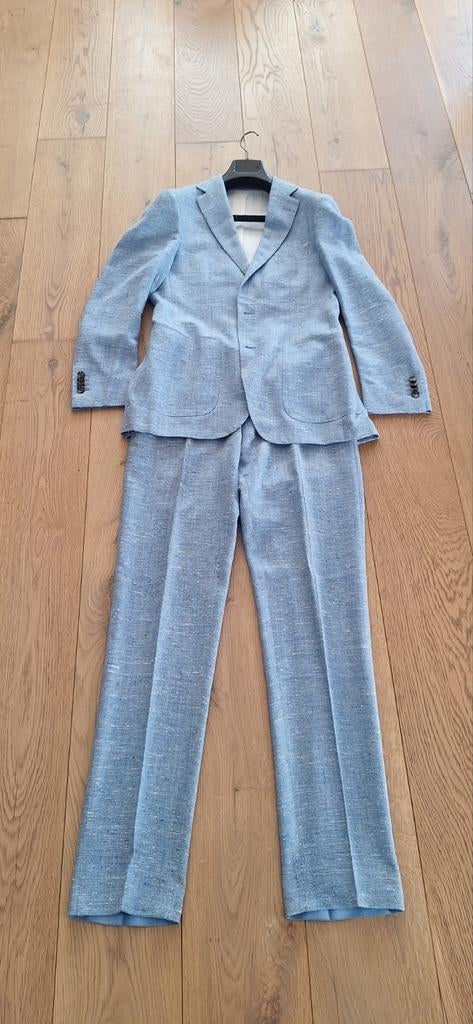 Lichtblauw linnen pak - Suits Supply- Maat 46, Kleding | Heren, Kostuums en Colberts, Ophalen of Verzenden, Gedragen, Maat 46 (S) of kleiner