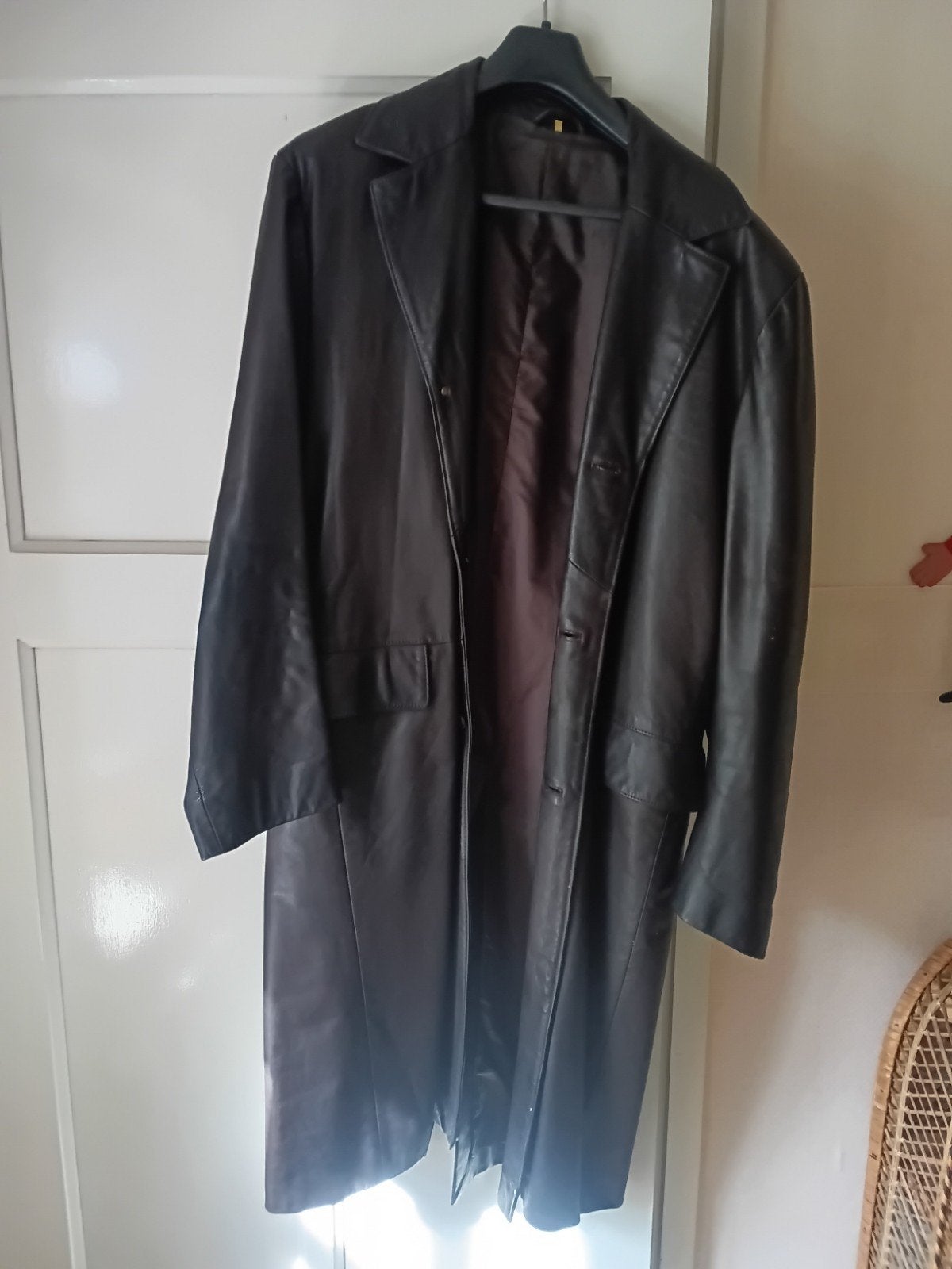 Lange bruine leren jas - Heren, Maat 52/54 (L), Ophalen of Verzenden, Zo goed als nieuw, Onbekend