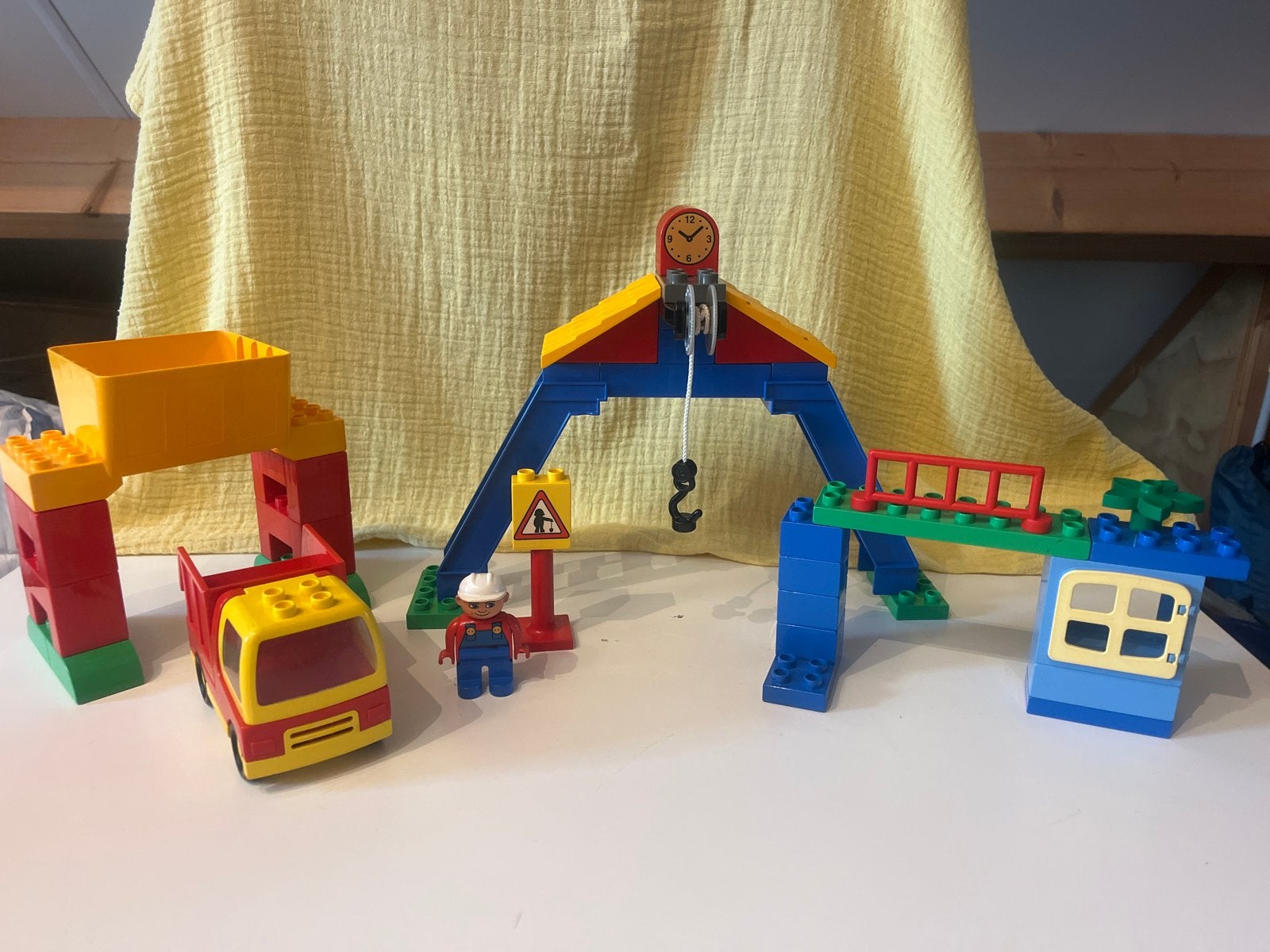 Lego Duplo Bouwplaats met Kraan en Vrachtwagen, Kinderen en Baby's, Gebruikt, Ophalen of Verzenden, Compleet, Duplo