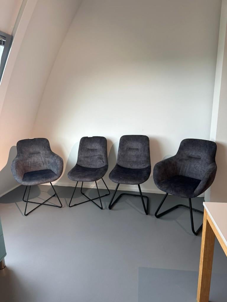4x Tenzo stoelen velour grijs, Ophalen, Nieuw, Vier, Stof