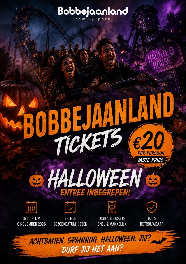 BOBBEJAANLAND TICKETS INCL HALLOWEEN ENTREE, Tickets en Kaartjes, Drie personen of meer, Ticket of Toegangskaart