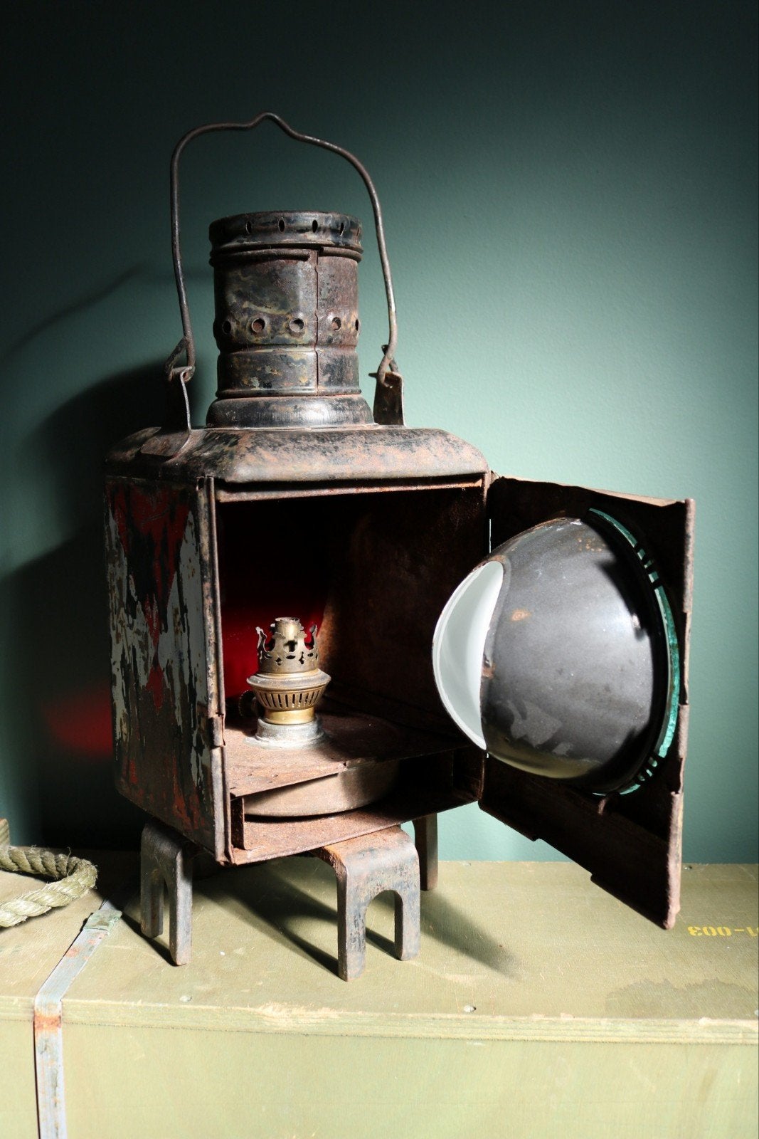 Oude Spoorweg Seinlamp (Stationslamp) ca. 1910-1940, Ophalen