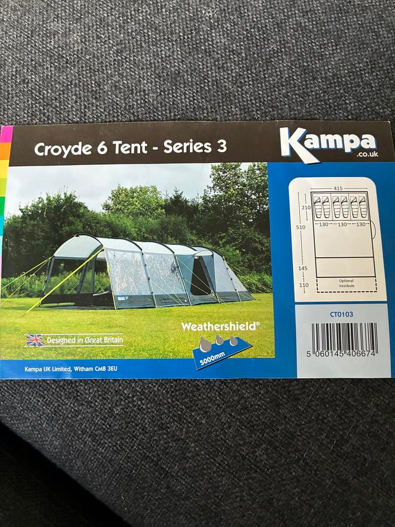 Kampa Croyde 6 Tent - Series 3 (6-persoons), Caravans en Kamperen, Tenten, Ophalen of Verzenden, Gebruikt, Tot en met 6