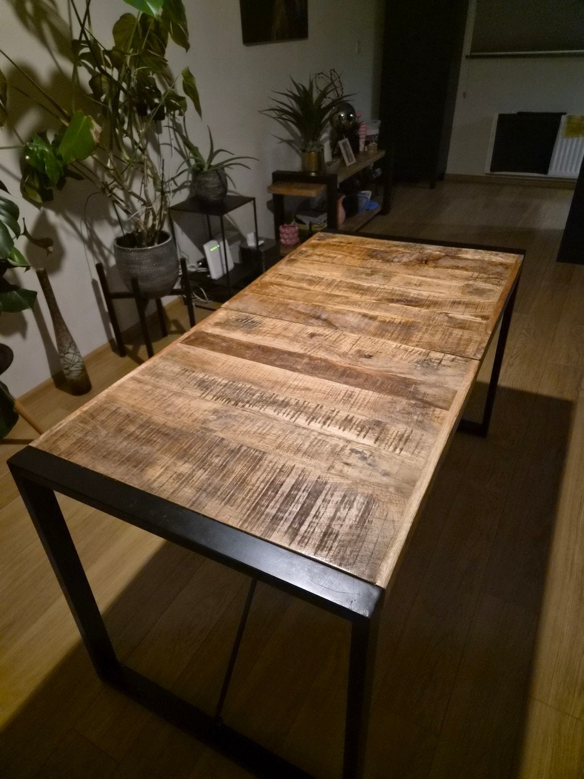 Mangohouten eettafel 140 cm, Ophalen, 100 tot 150 cm, 50 tot 100 cm, Zo goed als nieuw