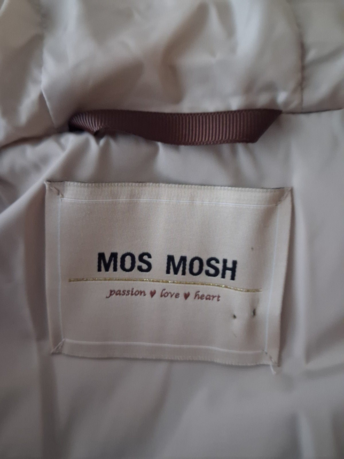 lange winterjas,slechts een half uur aangehad.wegens allergi, Kleding | Dames, MOS MOSH, Beige, Maat 42/44 (L), Ophalen of Verzenden