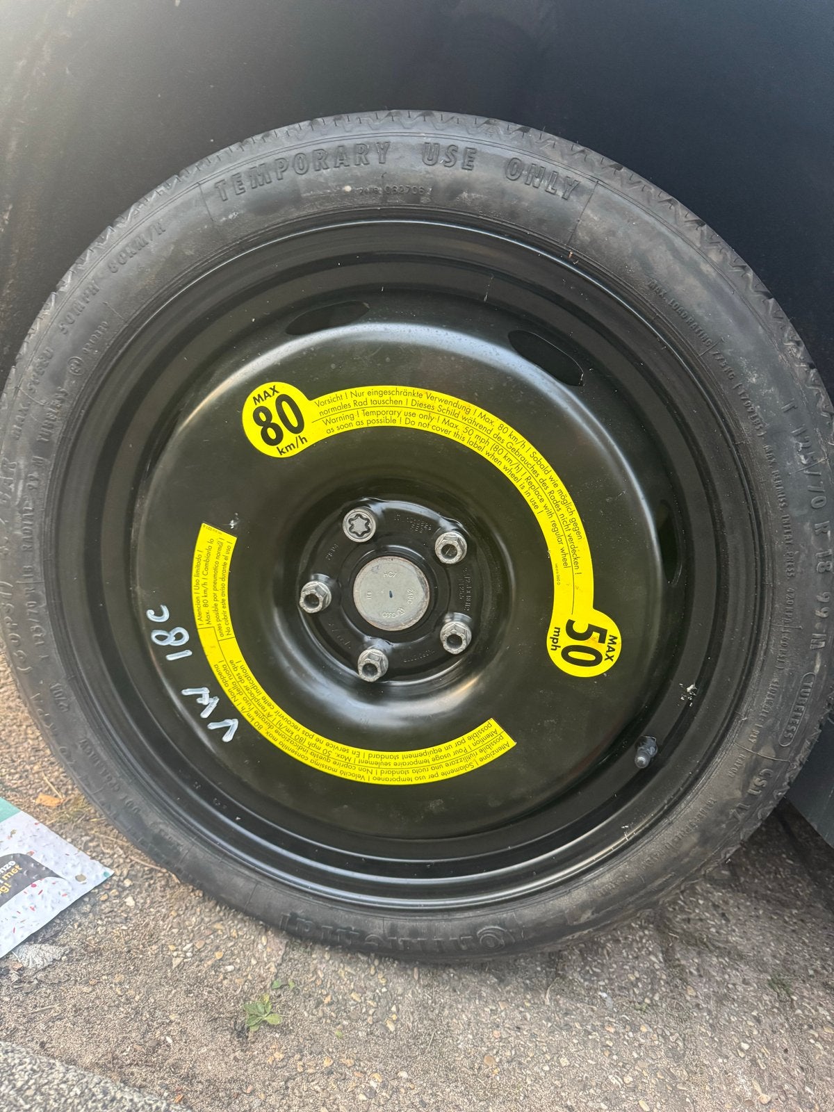 VW Thuiskomer - Reservewiel T125/70 R18, Auto diversen, Auto-accessoires, Ophalen, Gebruikt
