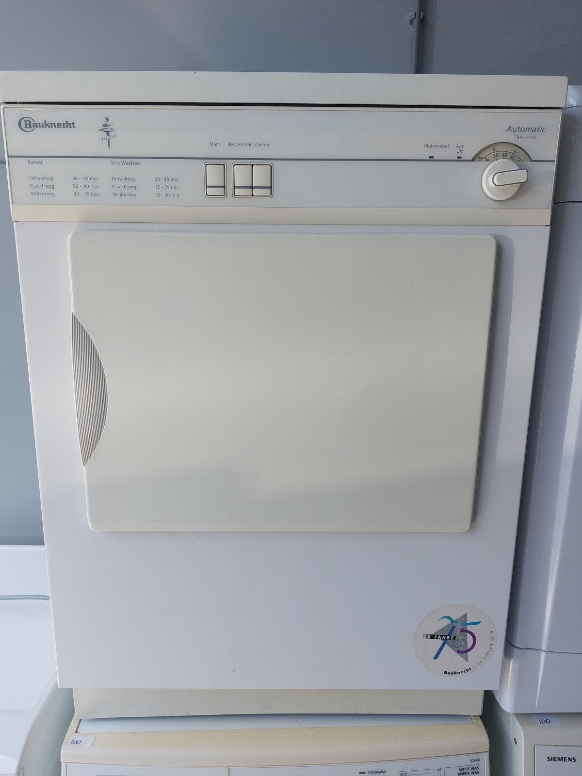 Bauknecht Automatic TRA 2130 Wasdroger - Getest & Schoon, Ophalen, Gebruikt, Luchtafvoer, Voorlader