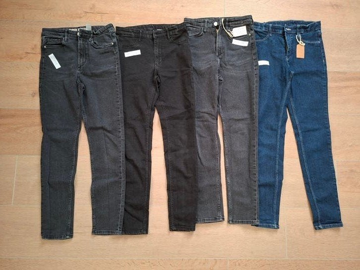 4 nieuwe skinny fit jeans voor meisjes, maat 146, Broek, Meisje, H&M, Nieuw