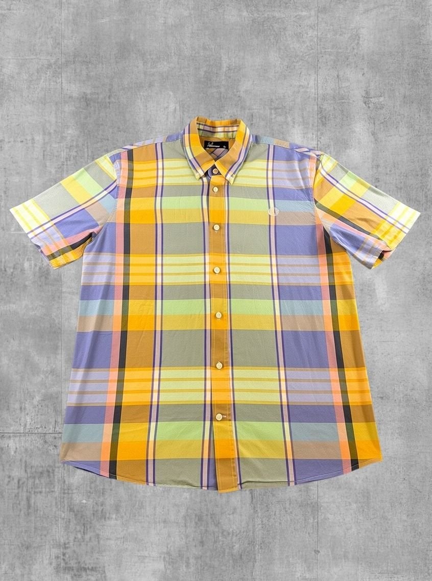 Meerkleurig geruit flanel overhemd heren XL – Fred Perry, Reichenbachstrasse 12, 80469 München, Duitsland, Zo goed als nieuw, Productsafety@fredperry.com