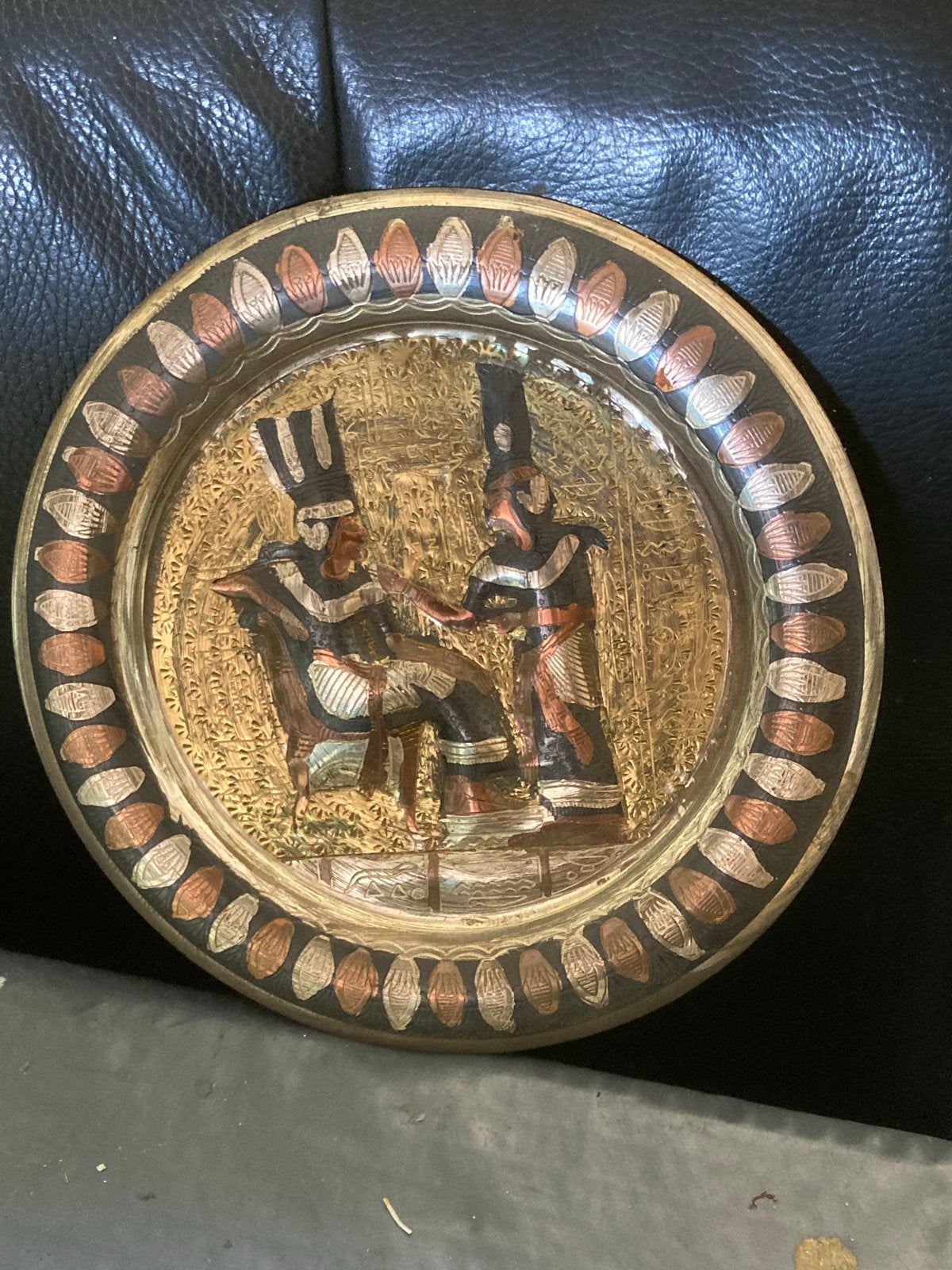 Decoratieve Egyptische koperen wandplaat, Ophalen of Verzenden