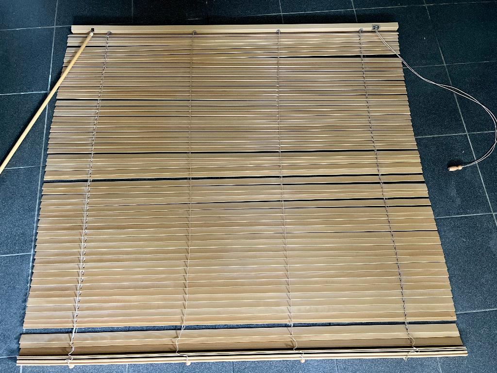 Houten jalouzie, Ophalen, 100 tot 150 cm, Bruin, 100 tot 150 cm