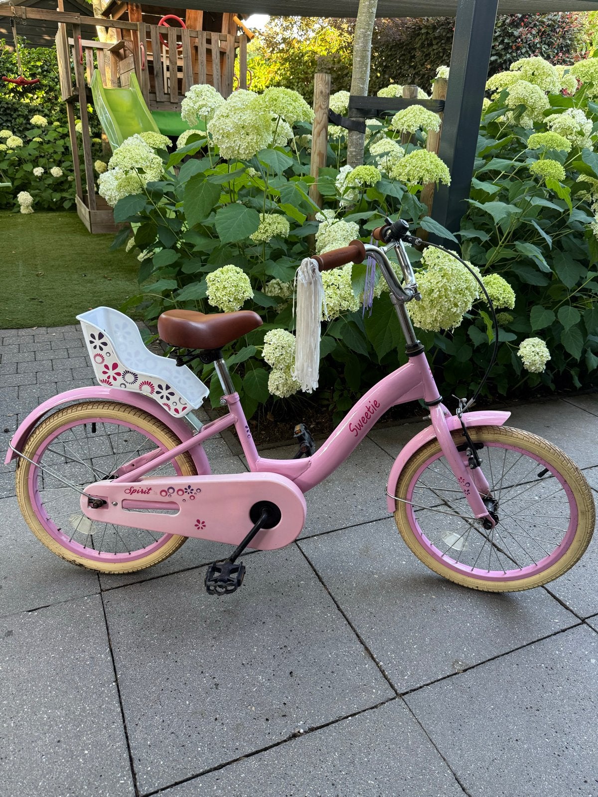 Roze kinderfiets 18 inch - Sweetie Spirit, Ophalen, Gebruikt, Velgrem, 16 tot 20 inch